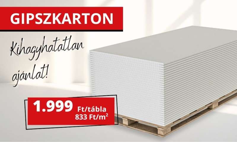 Gipszkarton akció – Siniat 12,5 mm kedvező telepi áron