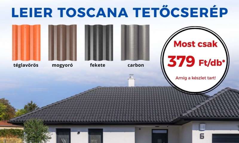 Leier Toscana tetőcserép most csak 379 Ft/db