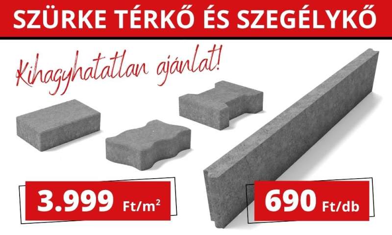 Szürke térkő és szegélykő akció – kedvező telepi áron