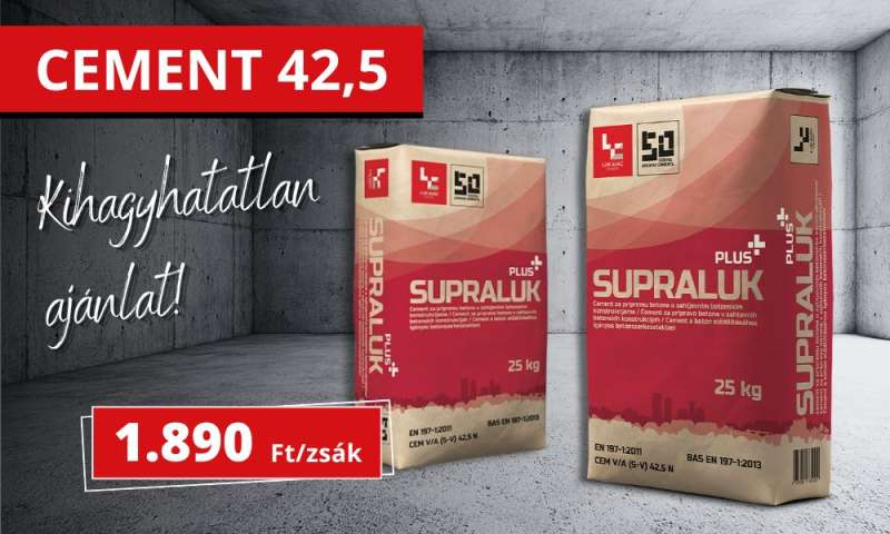 Supraluk Plus Cement 42,5 kedvező telepi áron